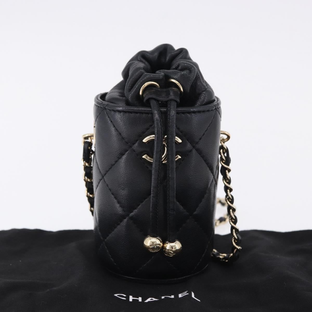 Chanel Drawstring Bucket With Chain Quilted Lambskin Black Leather Shoulder Bag Bag (Pre-Owned)