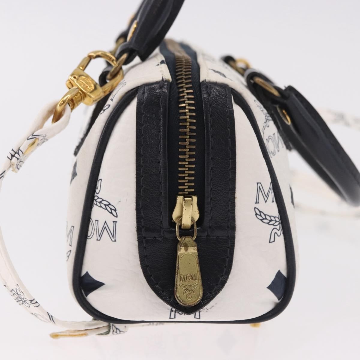 MCM Visetos Leather White Leather Handbag (Pre-Owned)