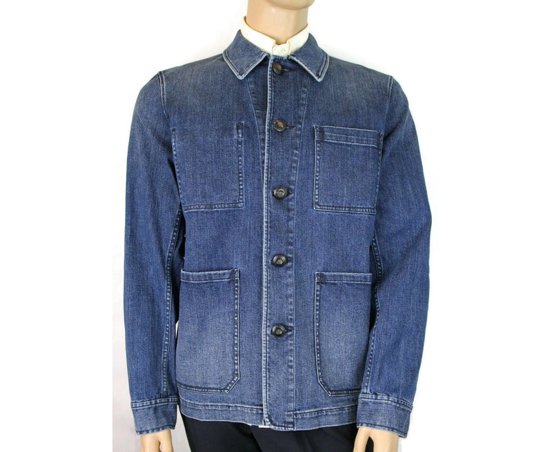 Burberry Men's Blue Denim Decorative Washed Trim Jacket