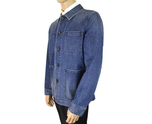 Burberry Men's Blue Denim Decorative Washed Trim Jacket