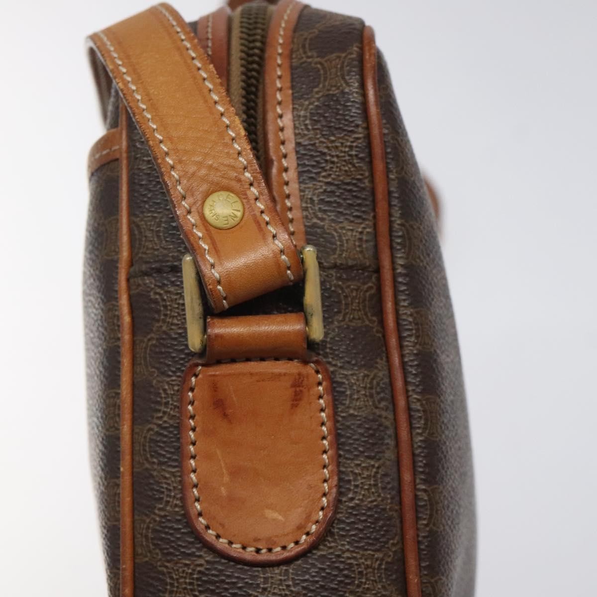 Celine Vintage Macadam Canvas And Leather Brown Canvas Shoulder Bag Bag (Pre-Owned)