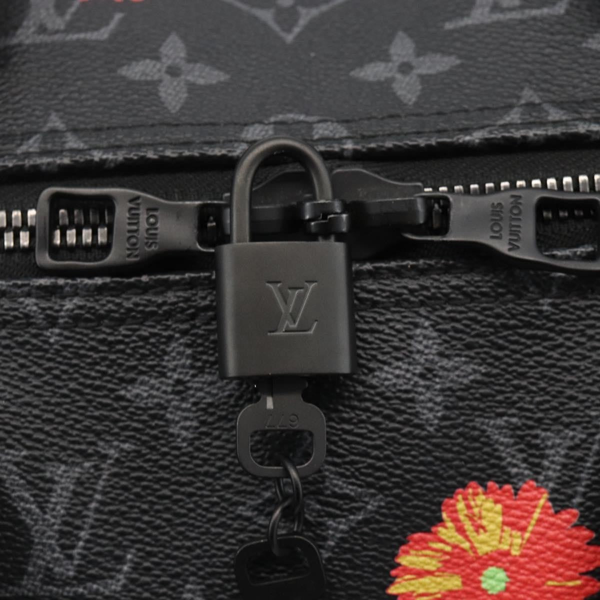 Louis Vuitton Keepall Bandouliere Limited Edition Foliage Monogram Eclipse Black Canvas Travel Bag Bag (Pre-Owned)