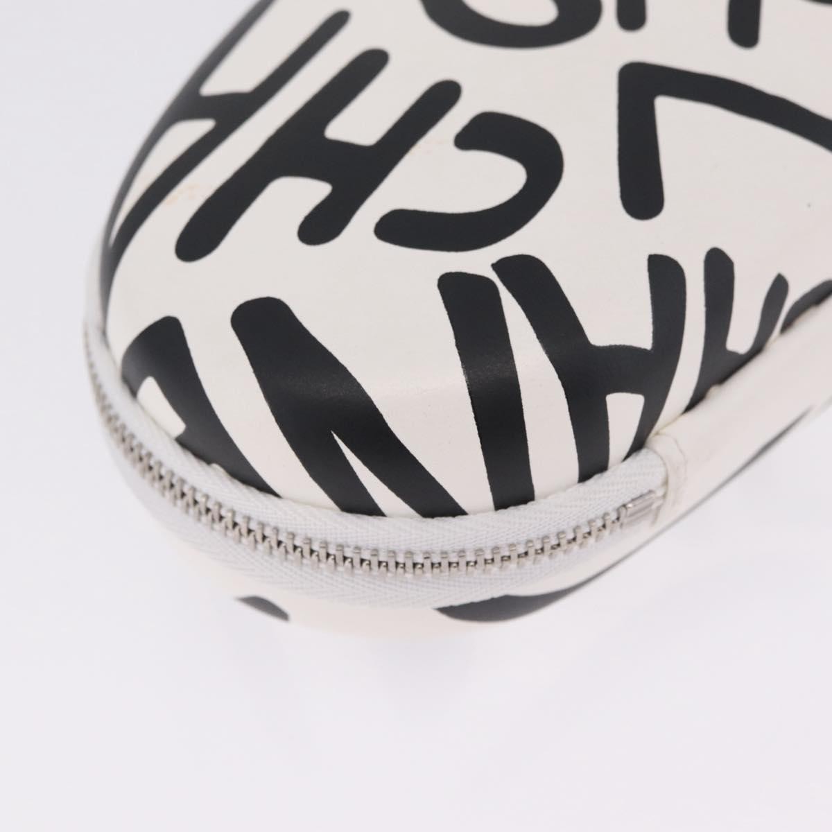 Chanel Coco Neige Zip Around Sunglasses Case With Chain Printed Leather White Leather Sunglasse Accessory (Pre-Owned)