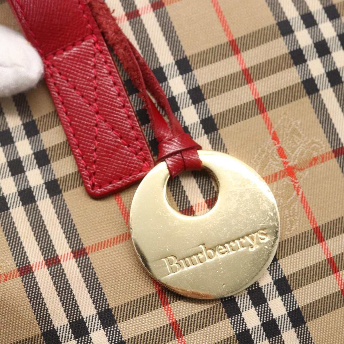 Burberry Nova Check Tote Canvas Check Pattern Beige Canvas Tote Bag Bag (Pre-Owned)