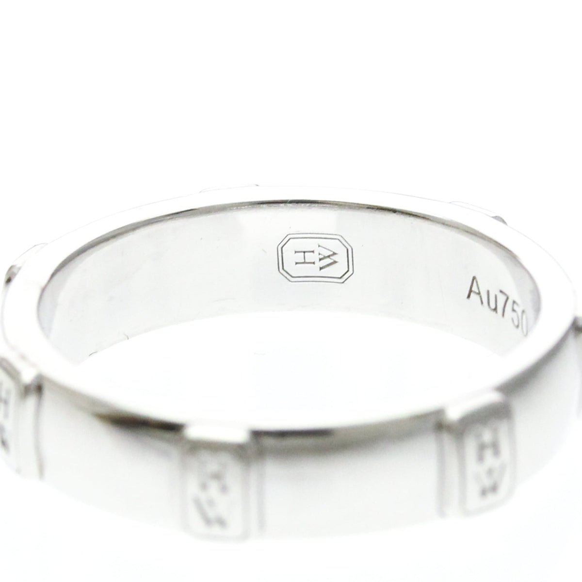 Harry Winston Hw Logo Band 18K White Gold With Diamond Silver White_Gold Ring Jewelry (Pre-Owned)