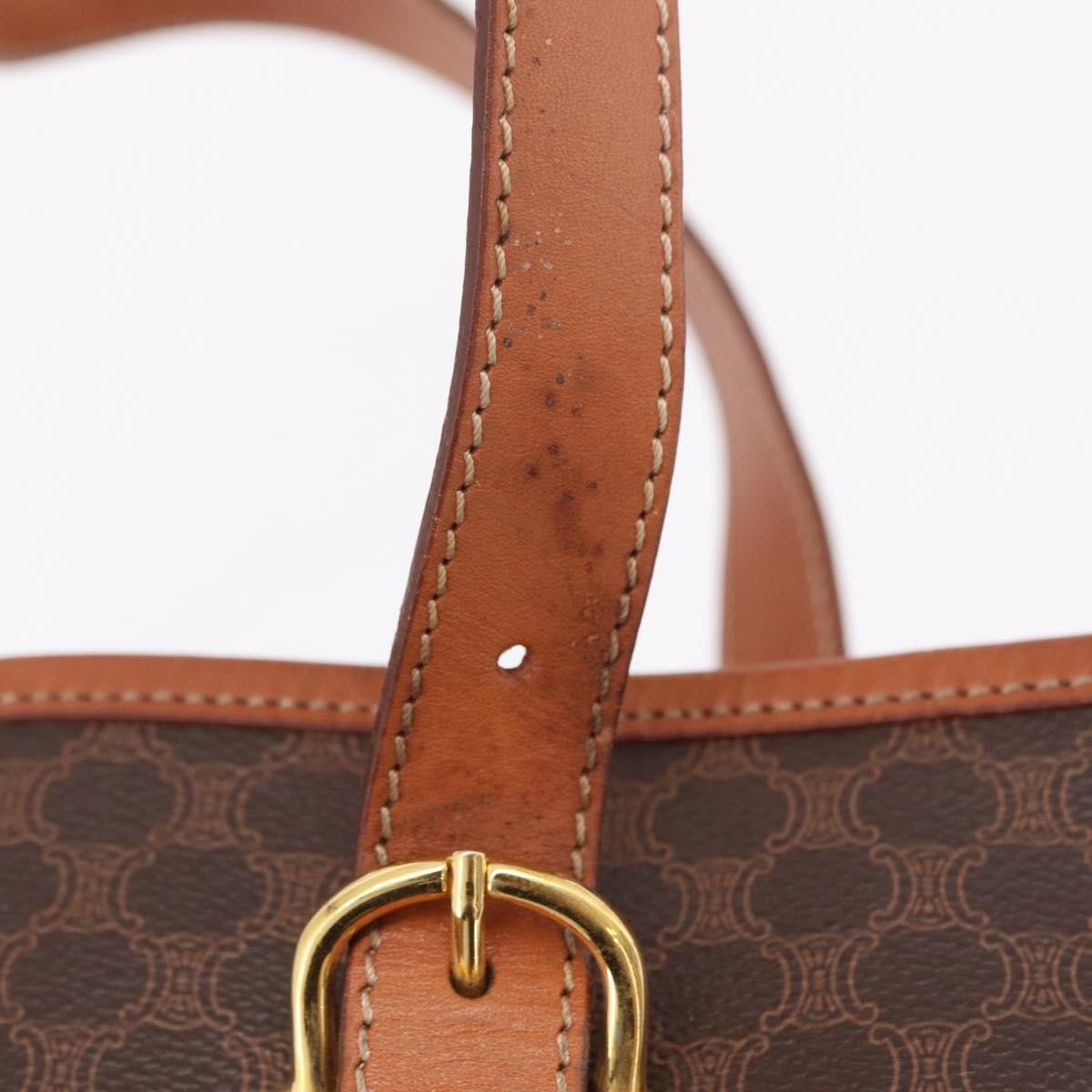 Celine Vintage Macadam Shopper Coated Canvas Brown Canvas Tote Bag Bag (Pre-Owned)