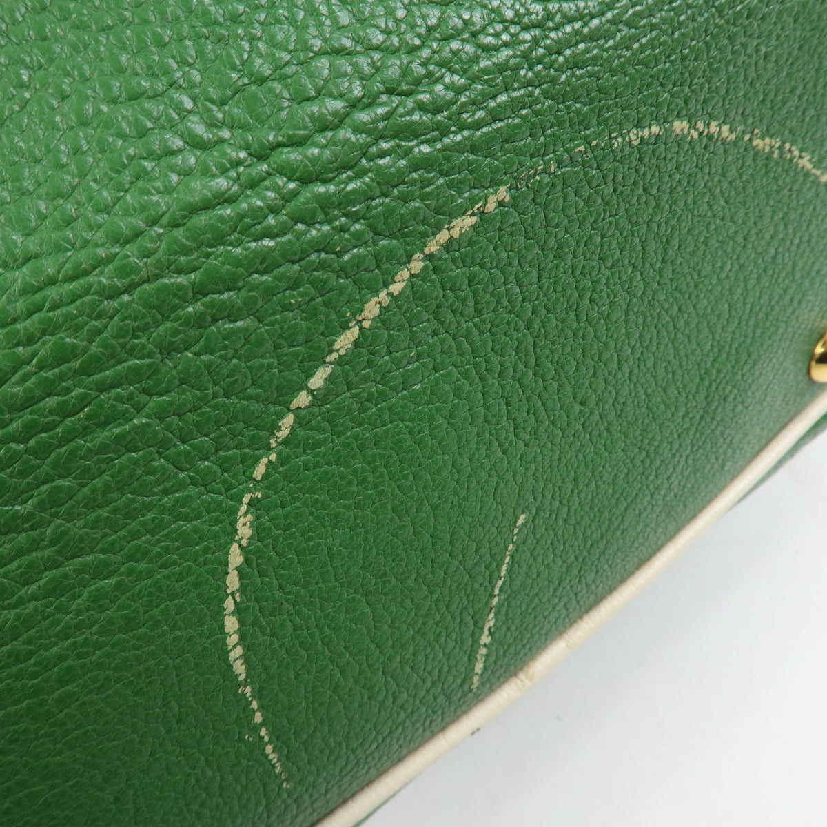 Miu Miu Madras Top Handle Leather Green Leather Handbag (Pre-Owned)
