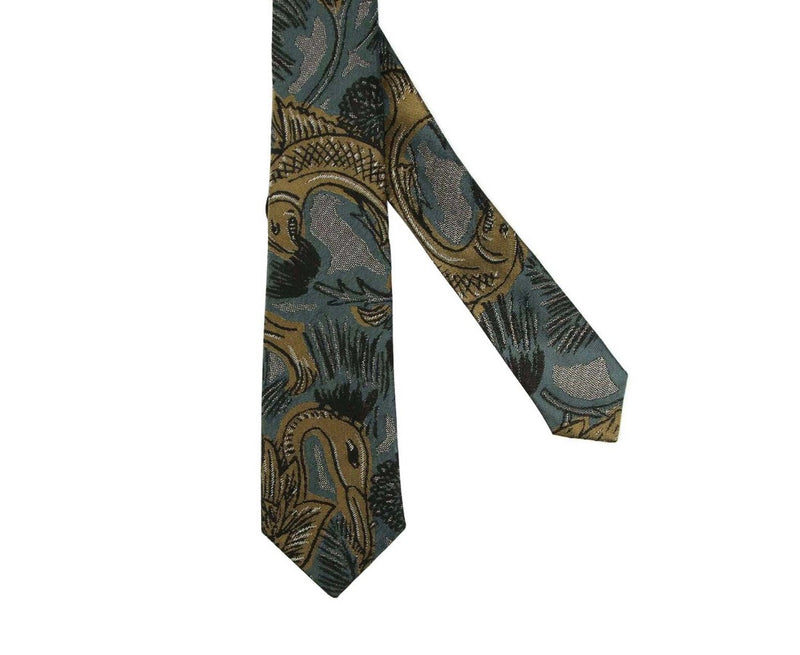 Burberry Men's Sage Green Silk With Animal Print Tie 4051674