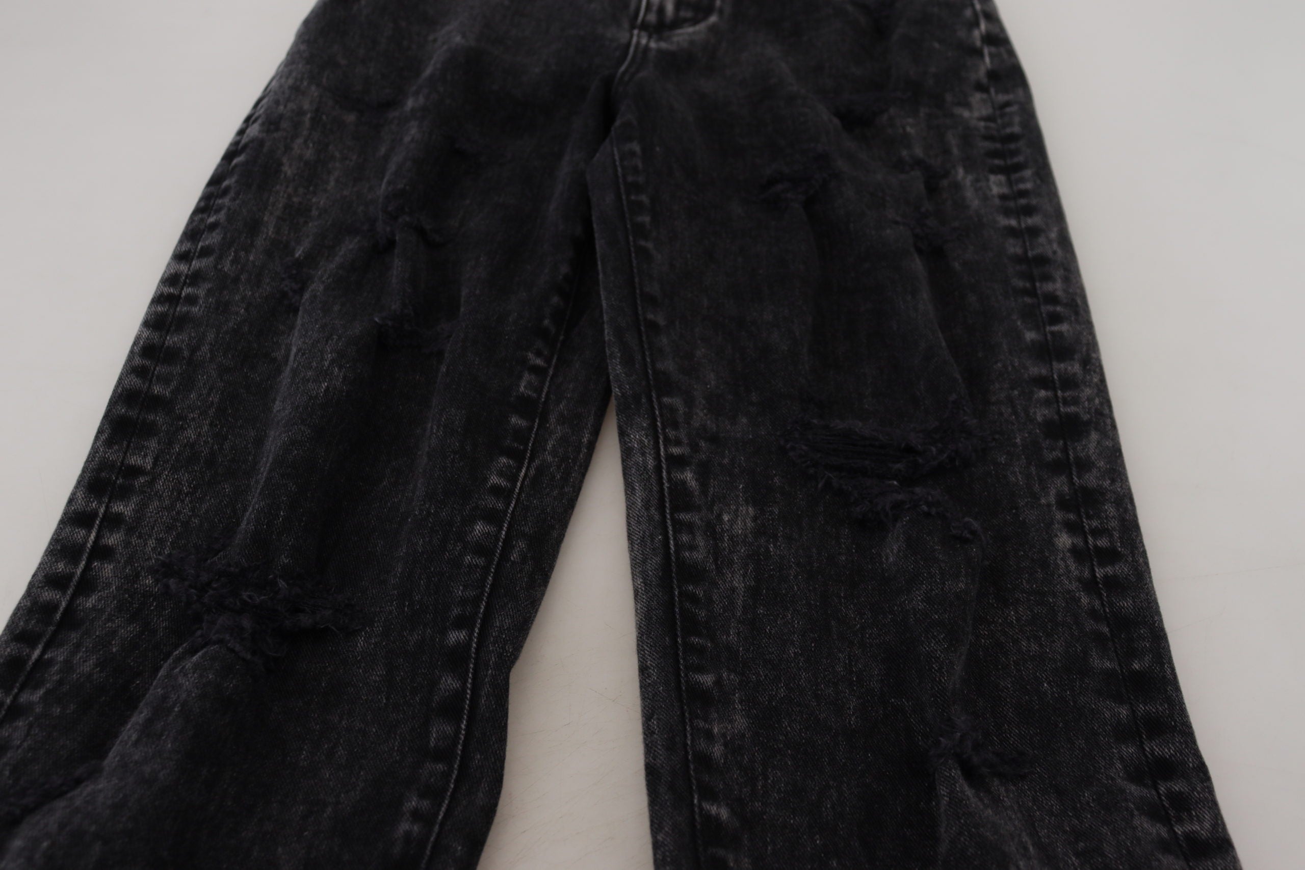 Dolce & Gabbana Black Washed Cotton High Waist Denim Women's Jeans