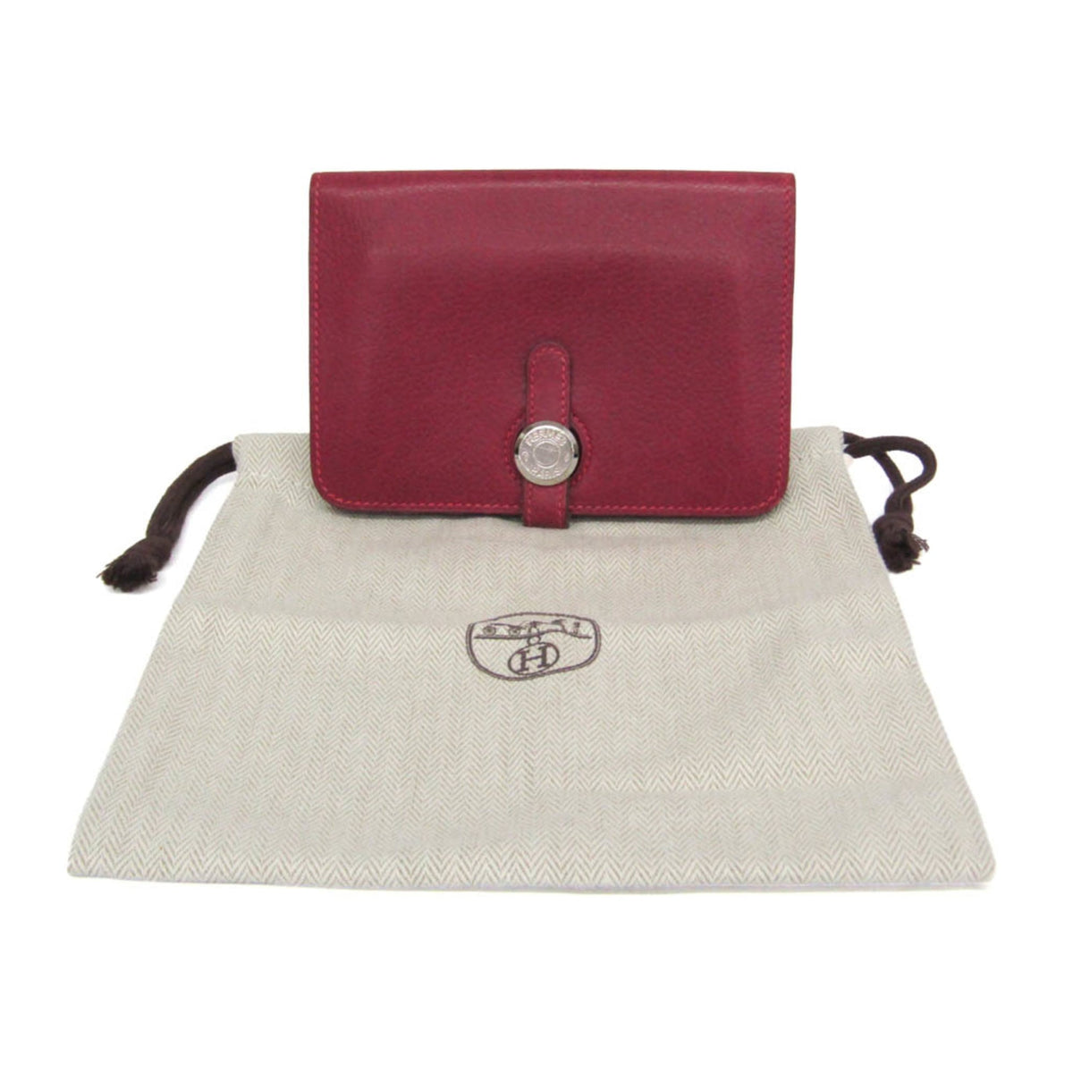 Hermes Dogon Compact Leather Red Leather Wallets Accessory (Pre-Owned)