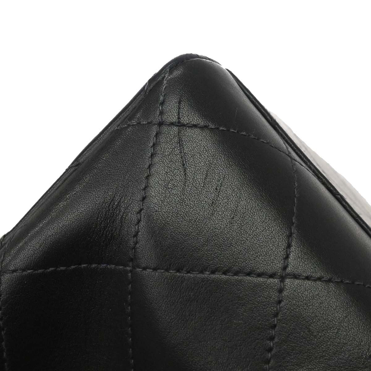 Chanel Vintage Cc Chain Flap Shoulder Quilted Lambskin Black Leather Handbag (Pre-Owned)