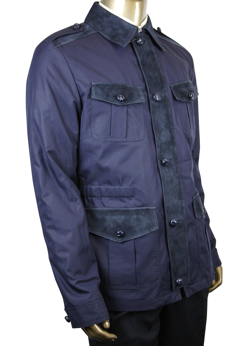 Gucci Men's Washed Gabardine Midnight Blue Cotton / Polyester Jacket