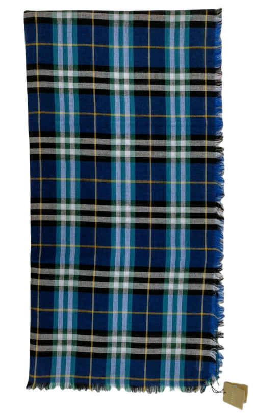 Burberry Canyan Blue Castleford Check Light Weight Large Scarf Shawl 40609911