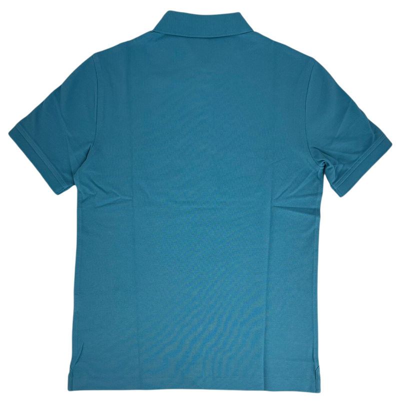 Burberry Men's Turquoise Cotton Cobalt Embroidered Logo Polo Shirt S