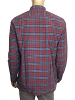 Burberry Alexander Men's Crimson Red/Blue Checked Cotton Shirt (2XL)