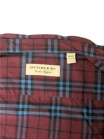 Burberry Alexander Men's Crimson Red/Blue Checked Cotton Shirt (S