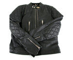 Burberry Men's Black Leather Diamond Quilted Biker Jacket