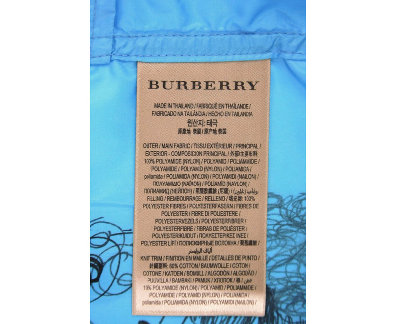 Burberry Men's Blue Nylon Doodle Print Bomber Jacket