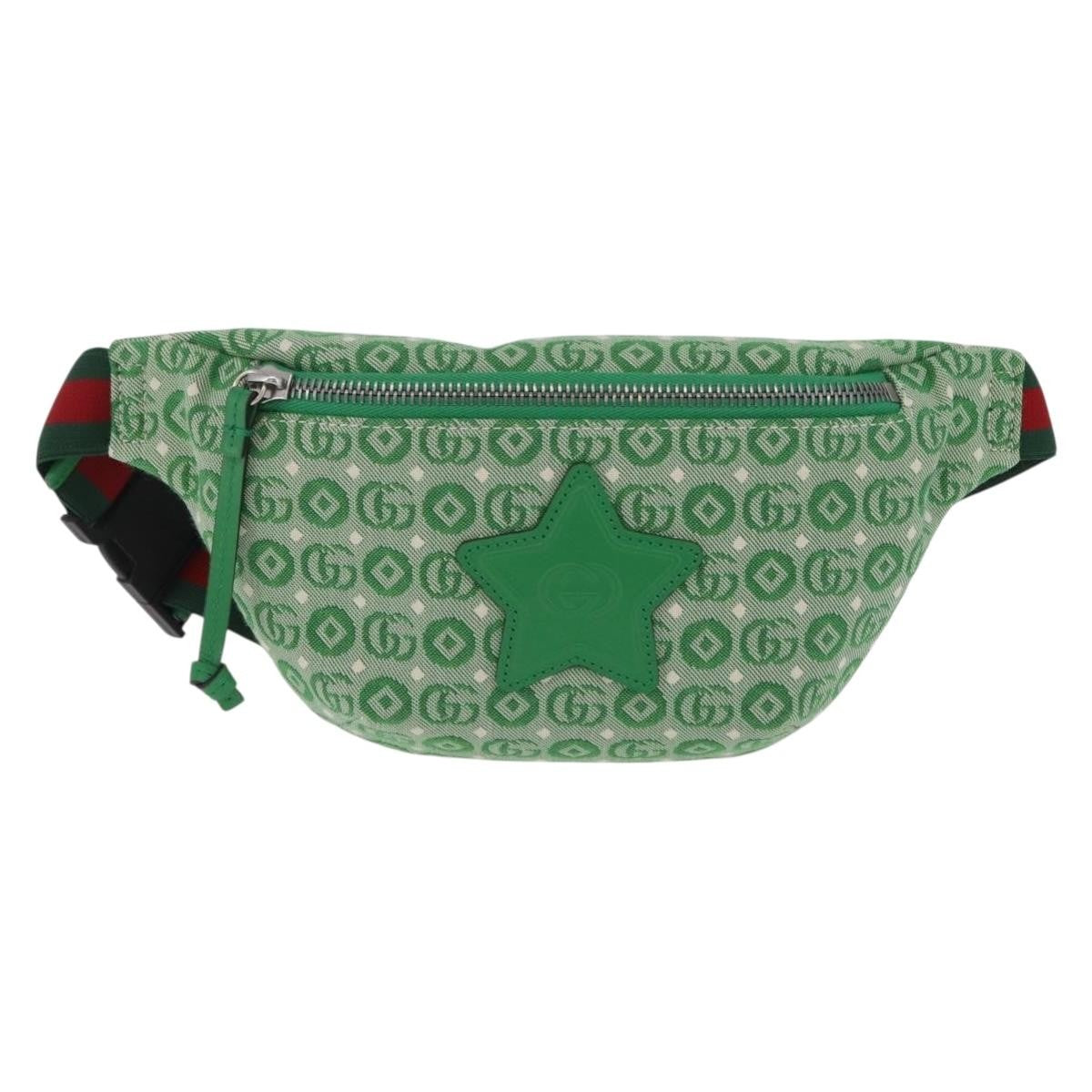 Gucci Children's Belt Gg Canvas Green Canvas Handbag (Pre-Owned)
