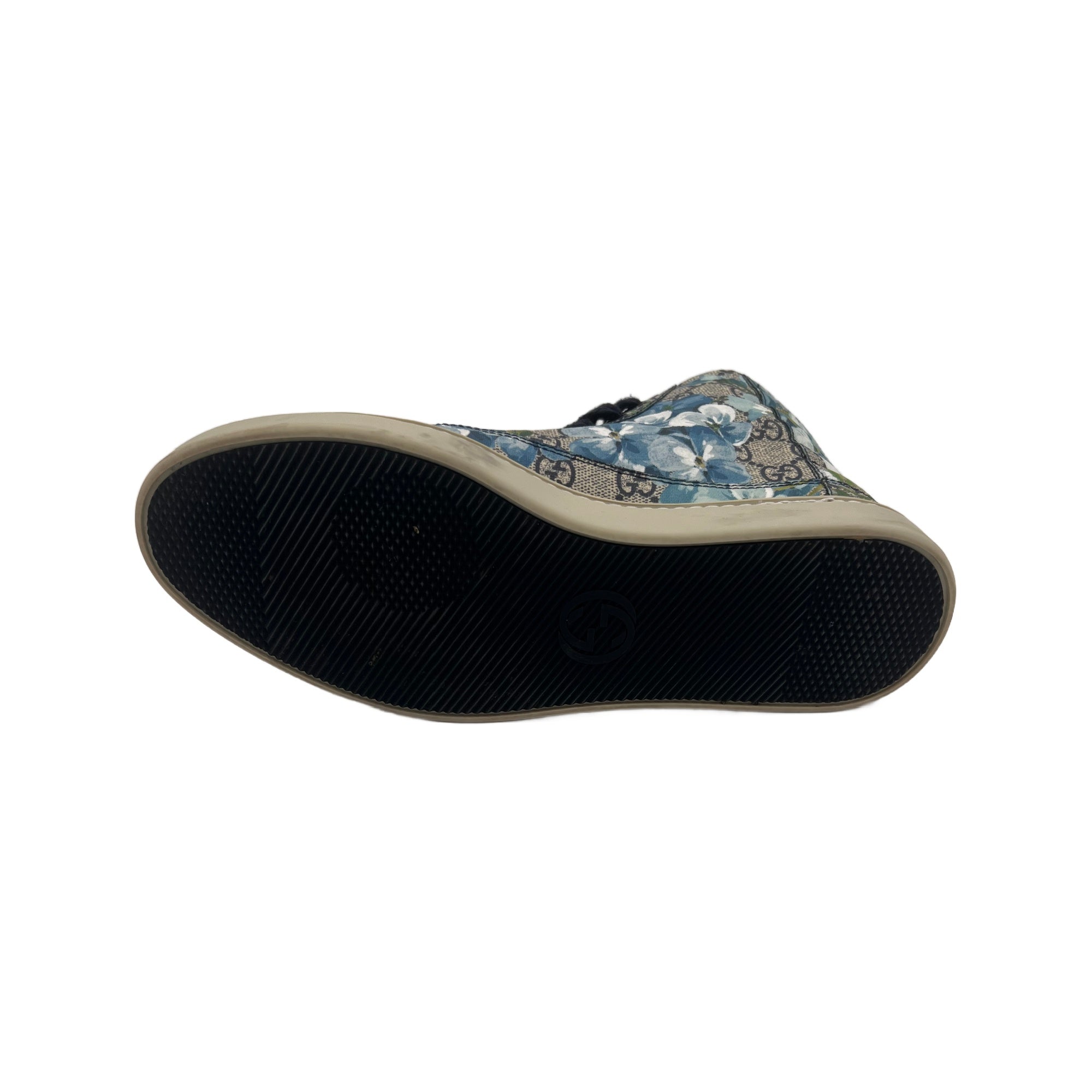 Gucci Men's Bloom Print Supreme GG Blue Canvas Hi Top Sneaker Shoes