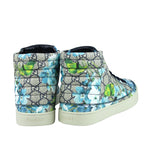 Gucci Men's Bloom Print Supreme GG Blue Canvas Hi Top Sneaker Shoes 407342 8470
