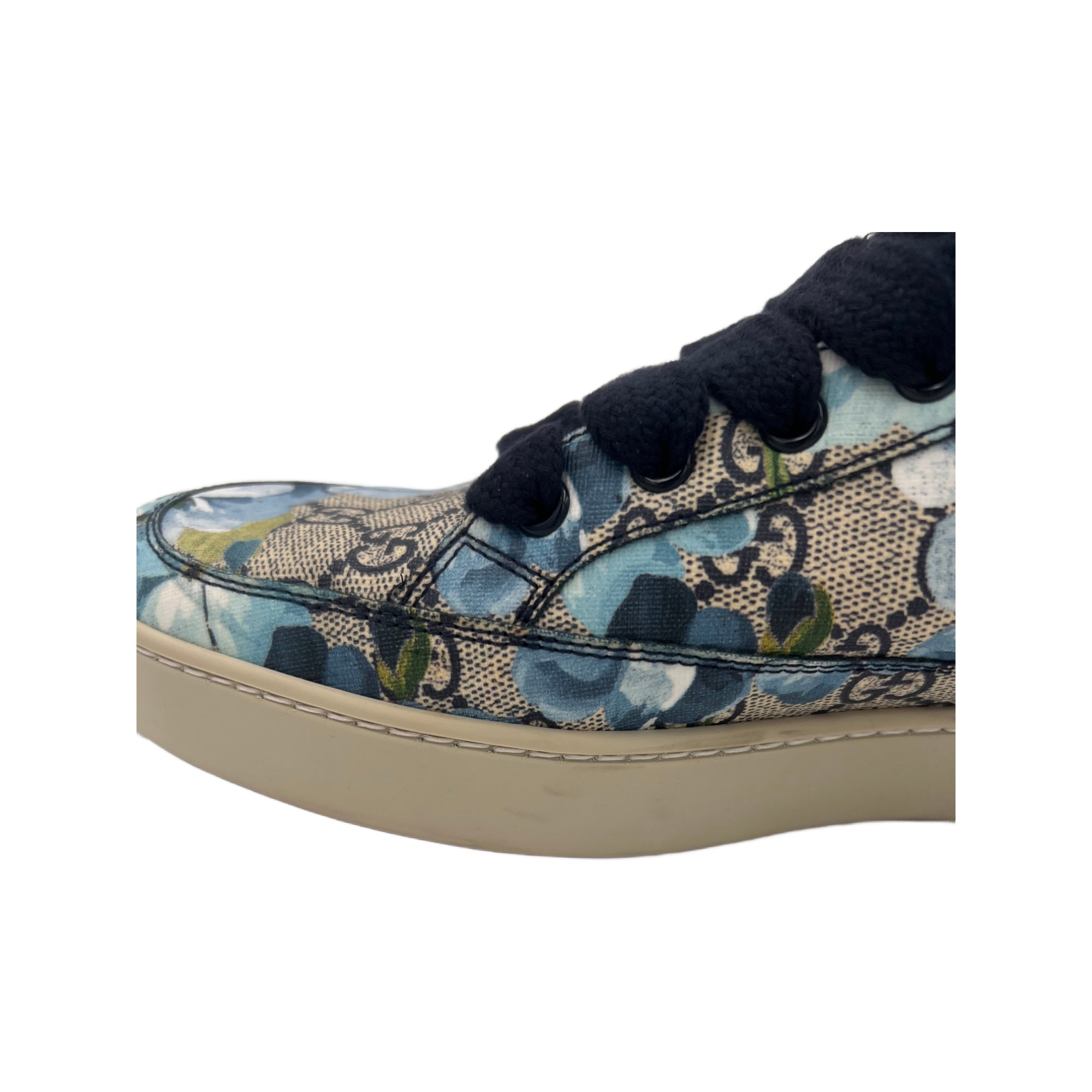 Gucci Men's Bloom Print Supreme GG Blue Canvas Hi Top Sneaker Shoes