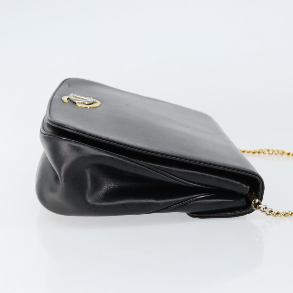 Christian Dior Vintage Chain Flap Diorissimo Canvas Black Leather Shoulder Bag Bag (Pre-Owned)