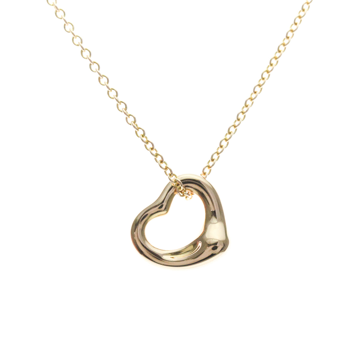 Tiffany & Co. Elsa Peretti Open Heart Pendant 18K Yellow Gold Gold Pink_Gold Necklace Jewelry (Pre-Owned)