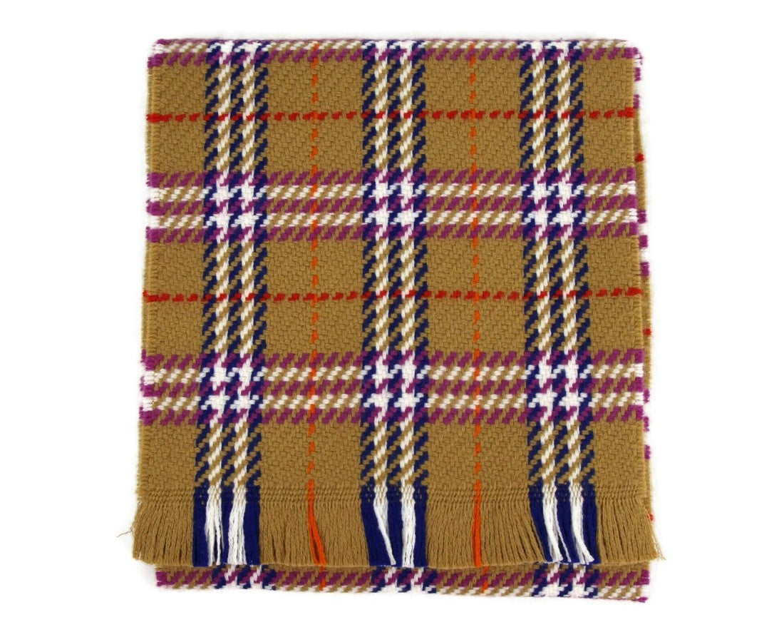 Antique Vintage Check Extra Fine Merino Wool Scarf