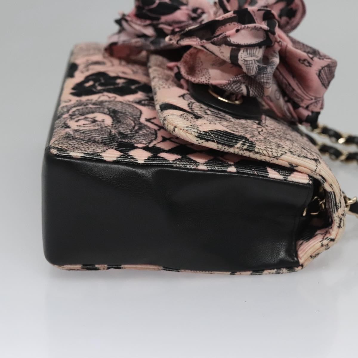 Chanel Flap Shoulder Canvas Pink Cotton Shoulder Bag Bag (Pre-Owned)