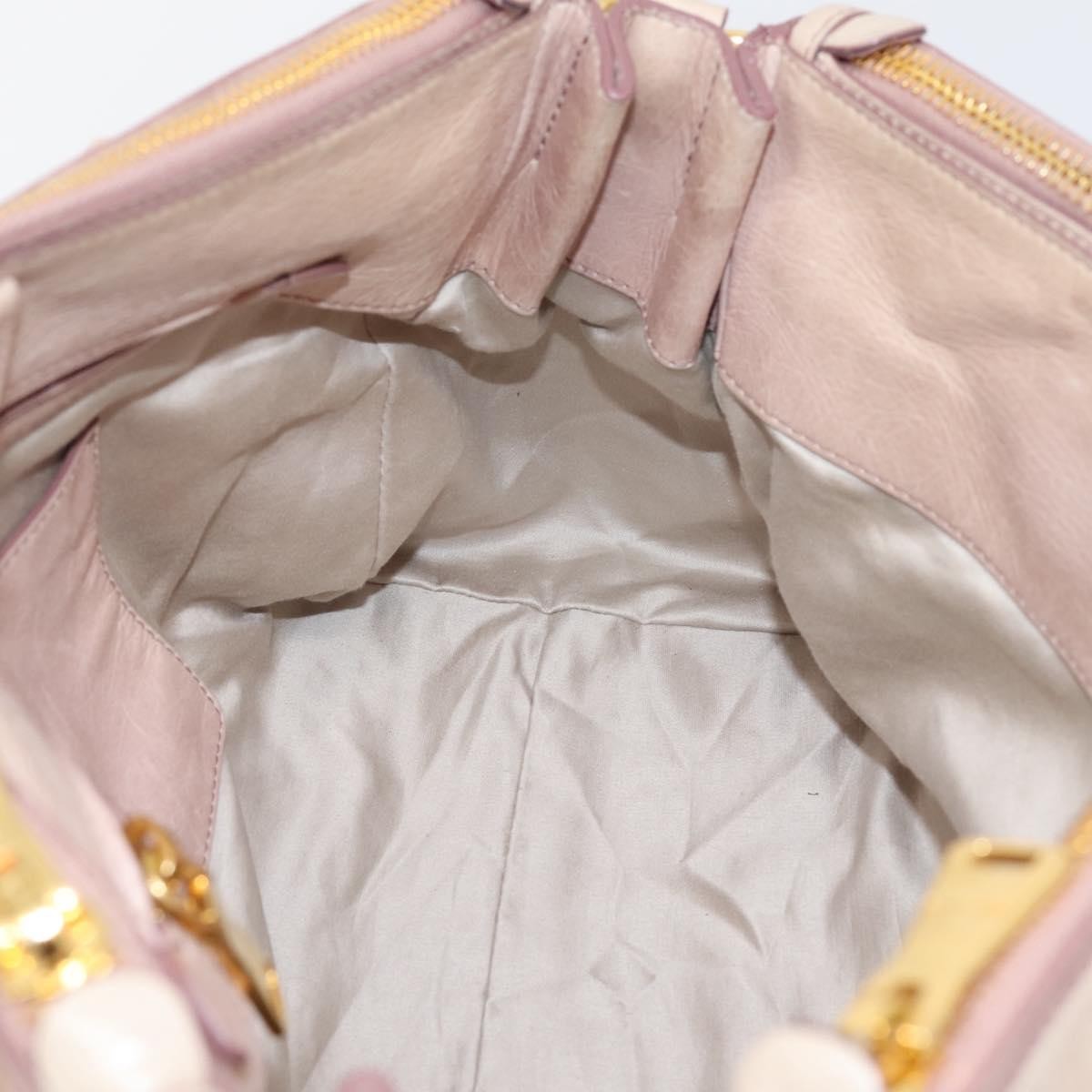 Miu Miu Vitello Lux Ring Satchel Leather Pink Leather Handbag (Pre-Owned)