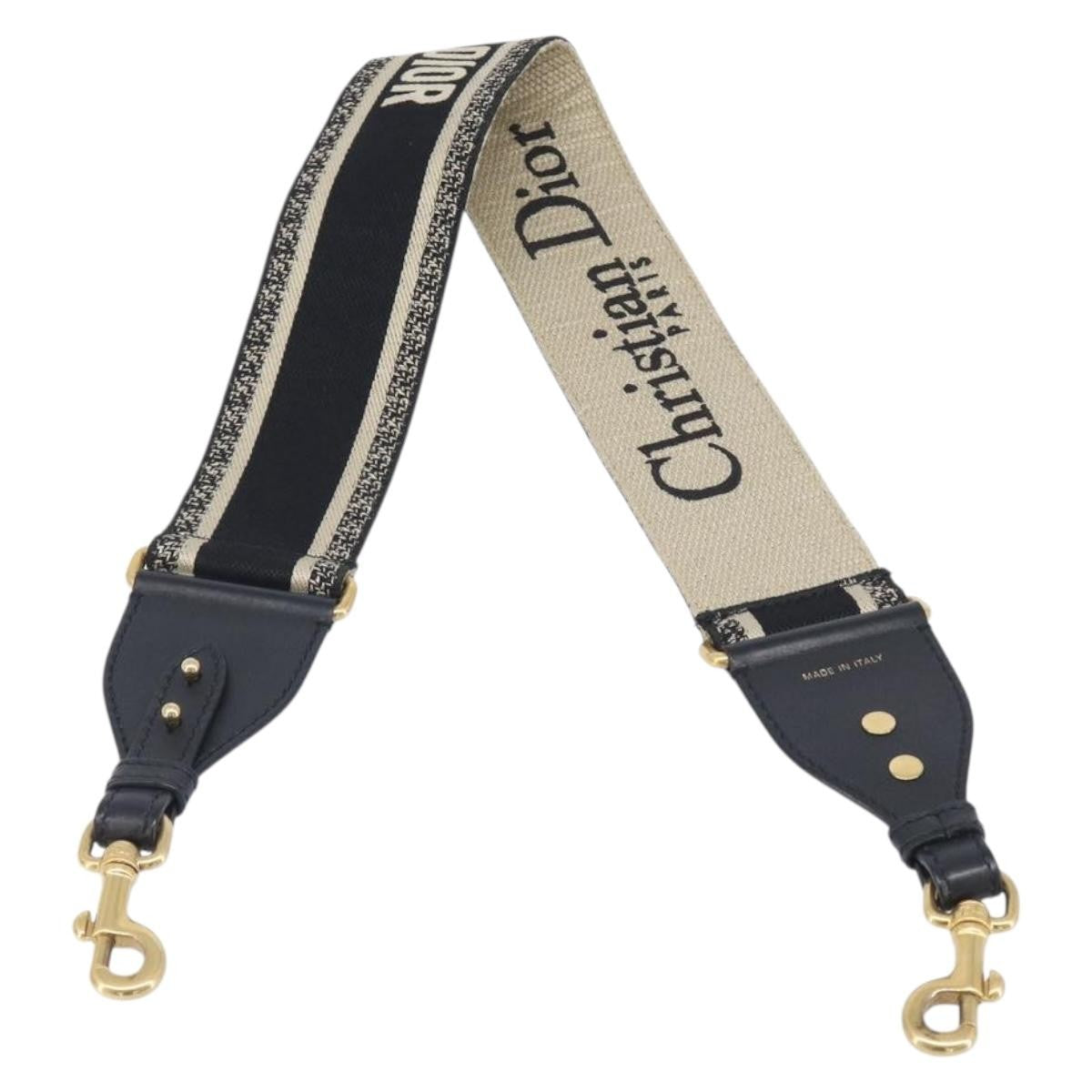 Christian Dior Logo Shoulder Strap Embroidered Canvas Navy Canvas Straps Accessory (Pre-Owned)