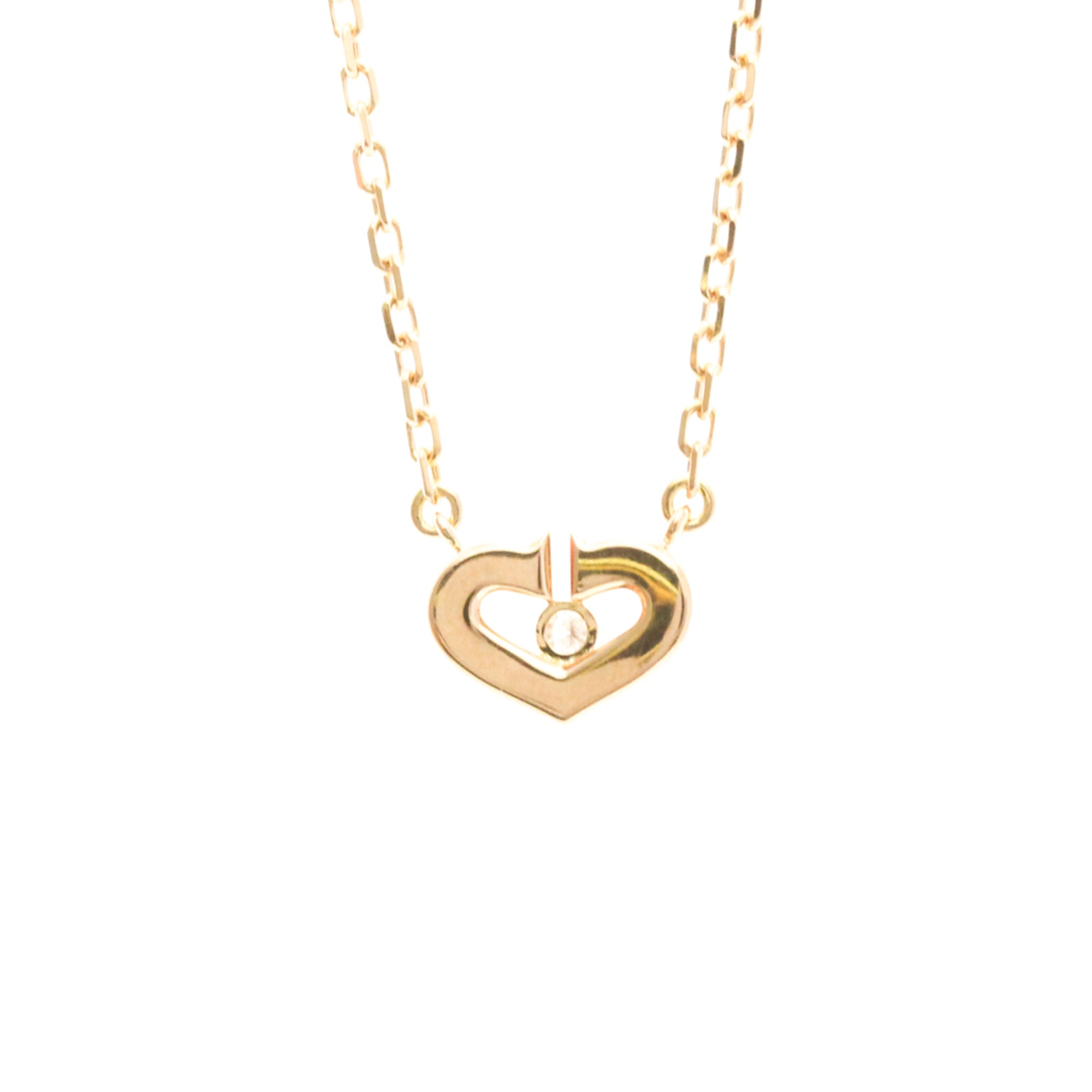 Cartier C Heart De Cartier Pendant 18K Rose Gold With Diamond Gold Pink_Gold Necklace Jewelry (Pre-Owned)