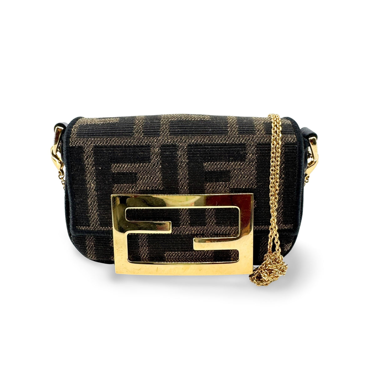 Fendi Baguette Nm Zucca Canvas Black Canvas Handbag (Pre-Owned)