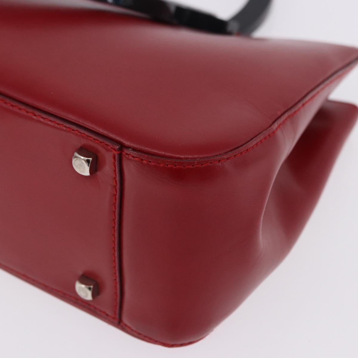 Salvatore Ferragamo Gancini Leather Red Leather Handbag (Pre-Owned)