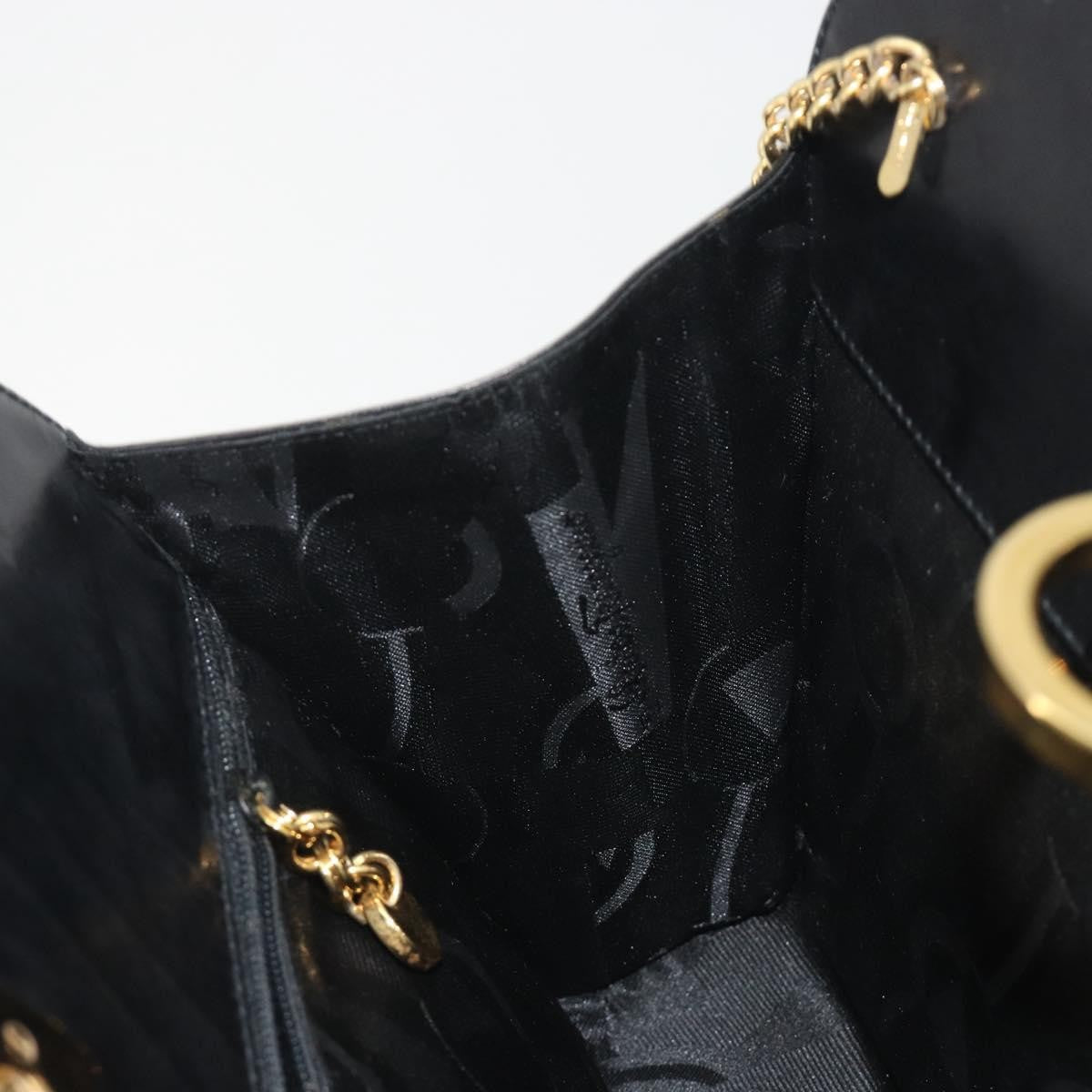 Salvatore Ferragamo Vintage Gancini Chain Leather Black Leather Shoulder Bag Bag (Pre-Owned)