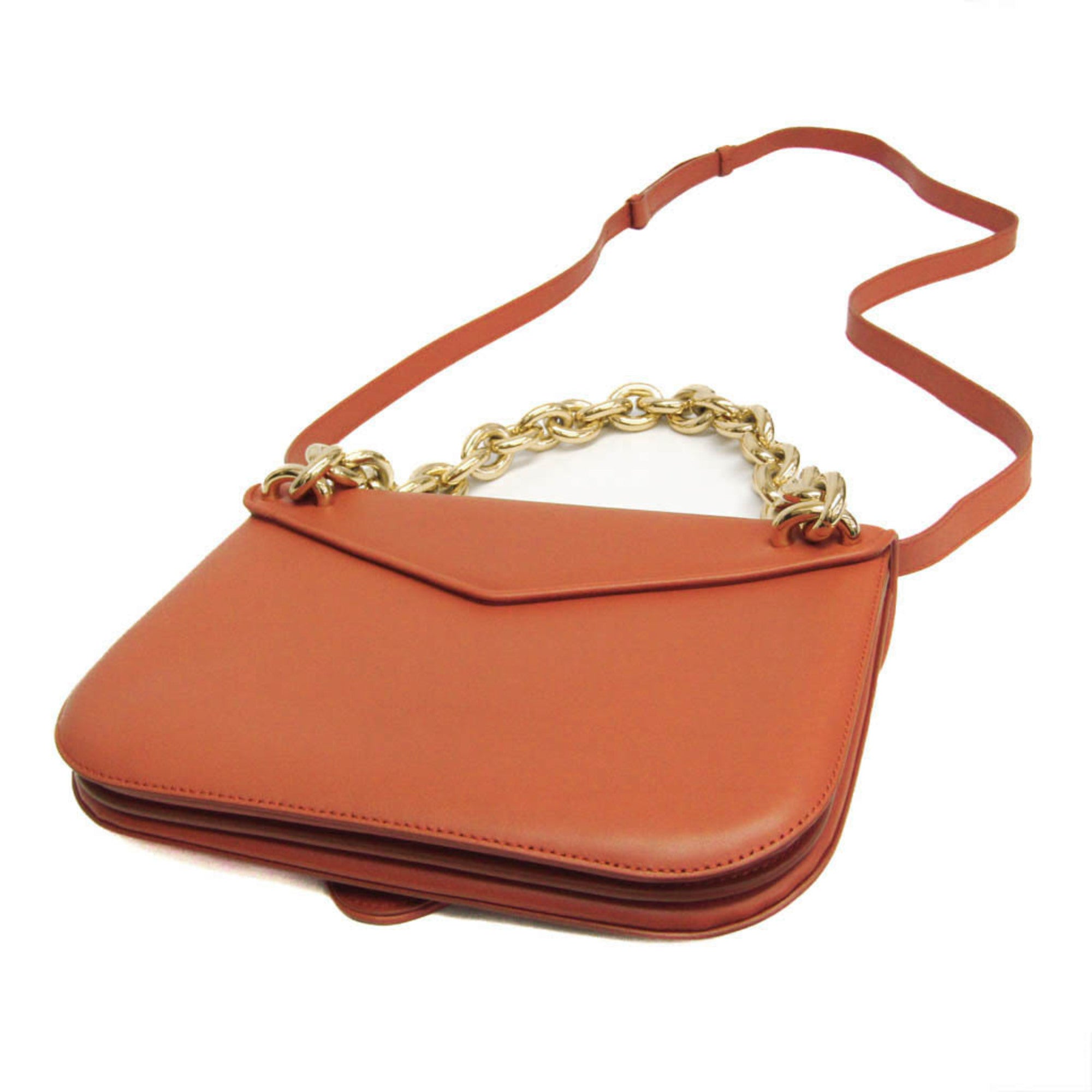 Bottega Veneta Mount Leather Orange Leather Shoulder Bag Bag (Pre-Owned)