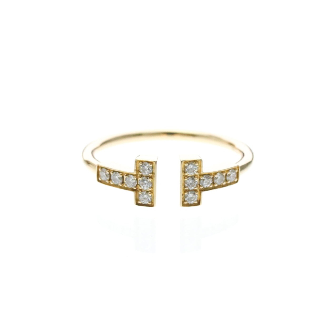 Tiffany & Co. T Wire 18K Rose Gold With Diamonds Gold Pink_Gold Ring Jewelry (Pre-Owned)