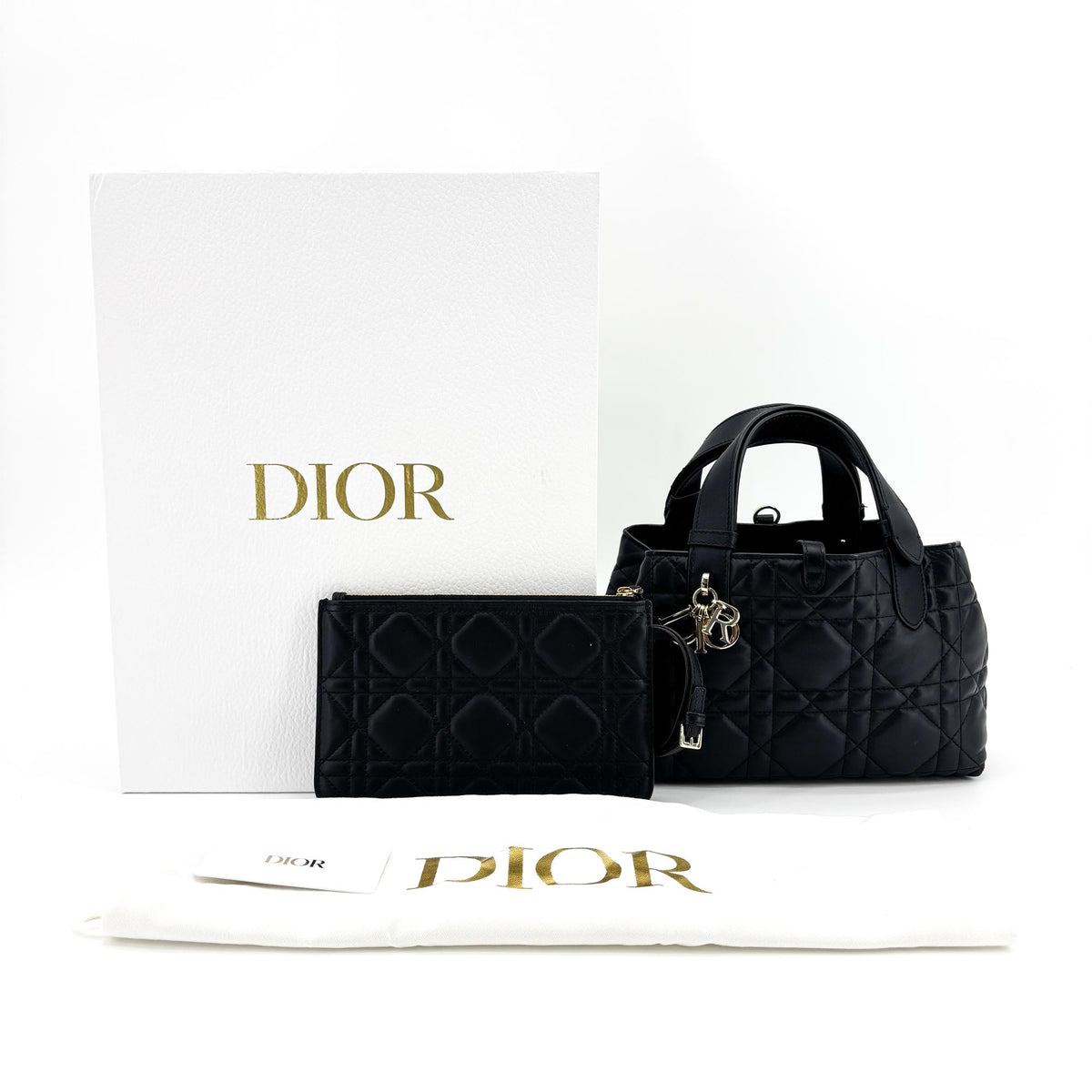 Christian Dior Toujours Macrocannage Quilt Calfskin Black Leather Tote Bag Bag (Pre-Owned)