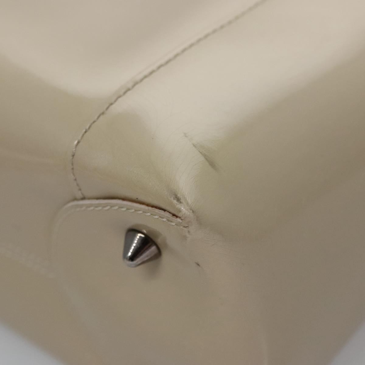 Christian Dior Pearl Lady Dior Patent Leather Beige Patent_Leather Handbag (Pre-Owned)