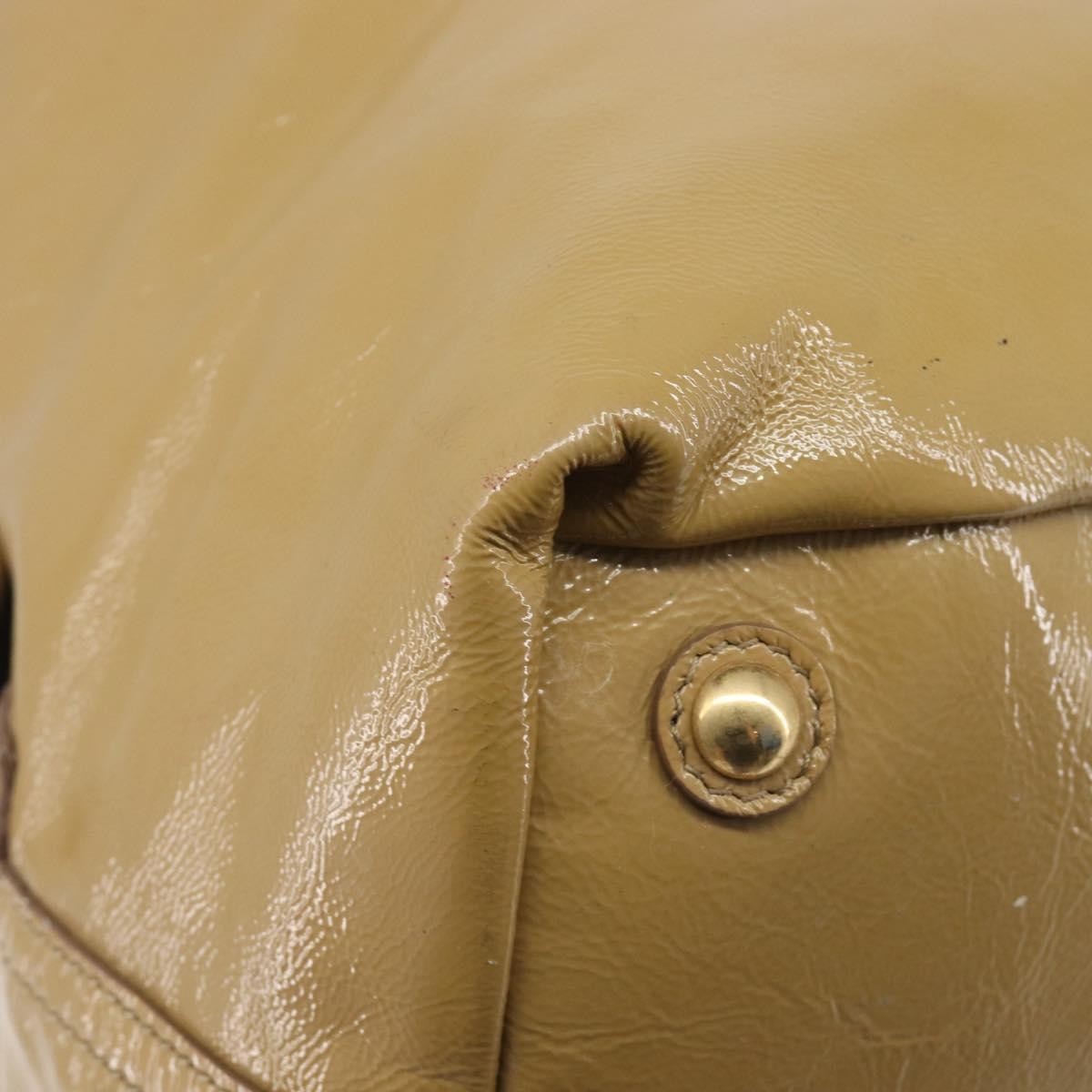 Saint Laurent Easy Y Satchel Patent Beige Patent_Leather Handbag (Pre-Owned)