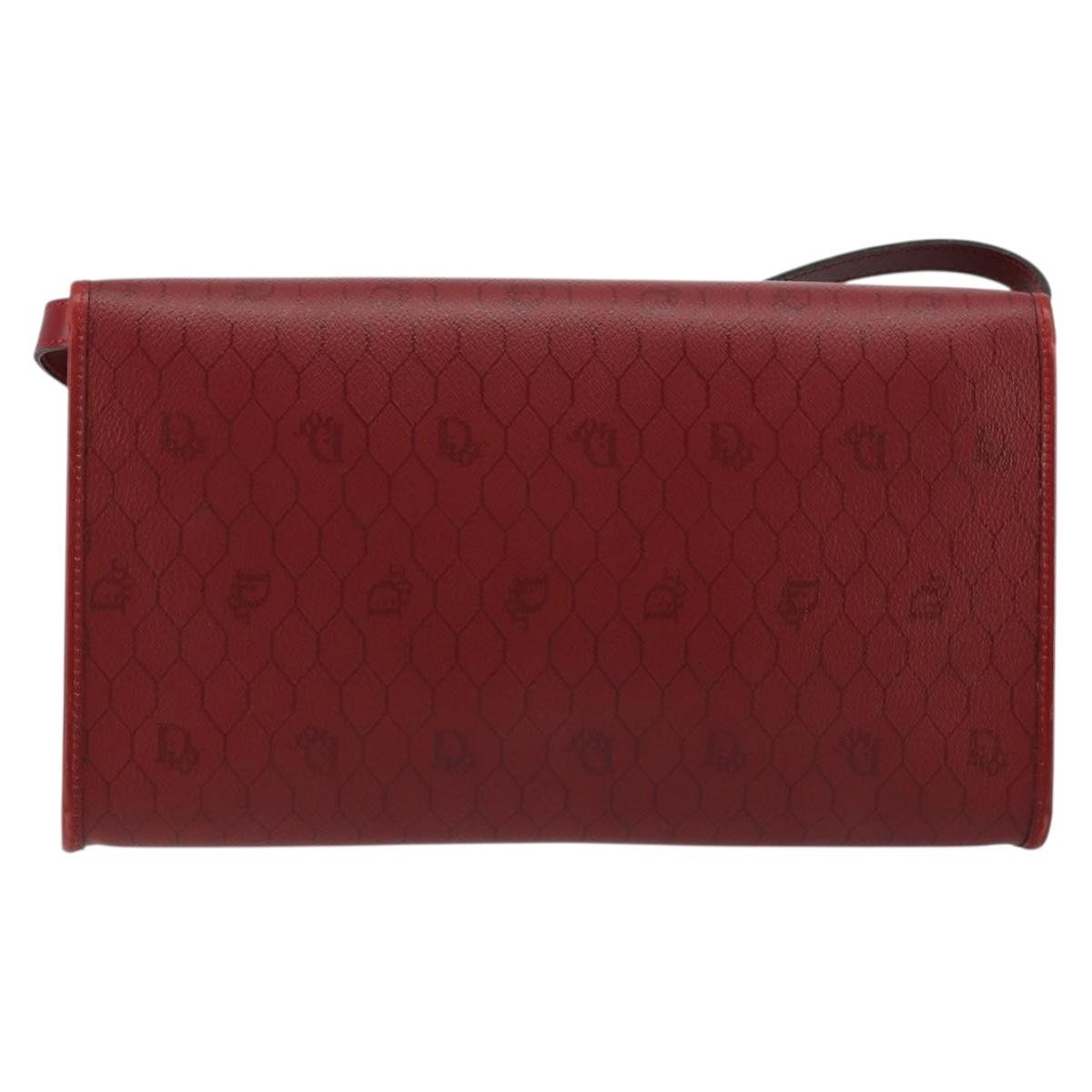 Christian Dior Vintage Honeycomb Canvas Red Canvas Shoulder Bag Bag (Pre-Owned)
