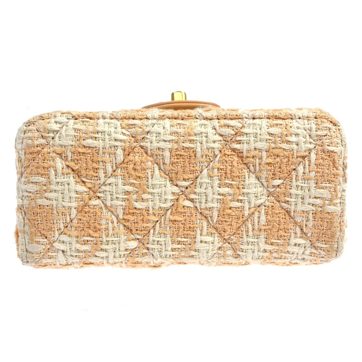 Chanel Crush Top Handle Flap Quilted Tweed Orange Tweed Handbag (Pre-Owned)