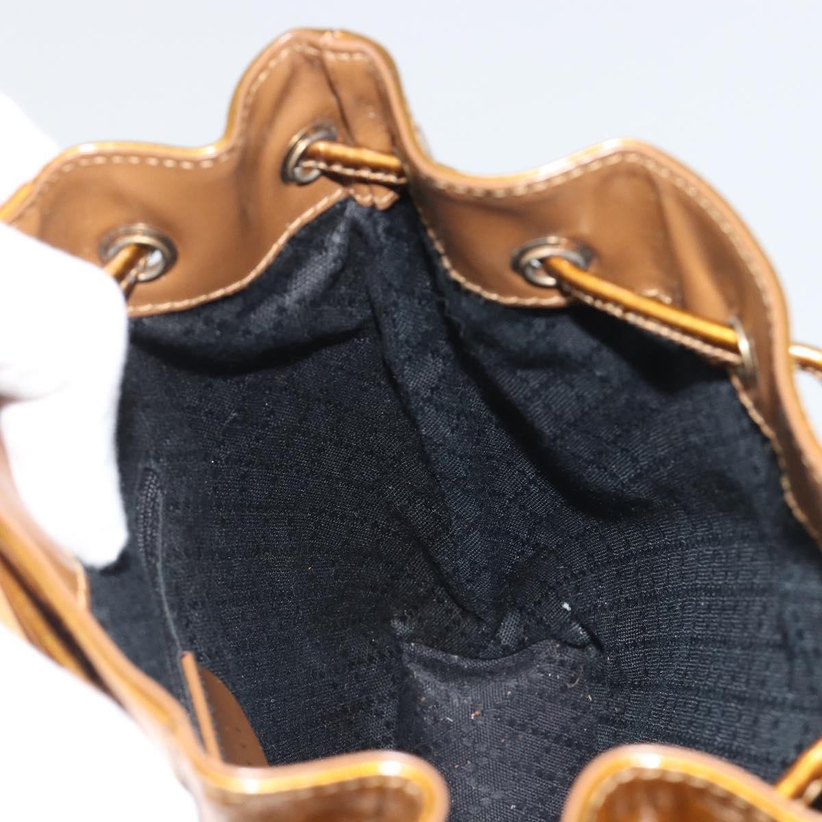 Gucci Vintage Bamboo Patent Gold Patent_Leather Backpack Bag (Pre-Owned)