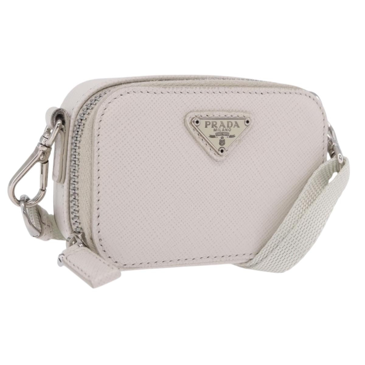 Prada Brique Camera Crossbody Bag Saffiano Leather Beige Leather Clutche & Pouche Bag (Pre-Owned)