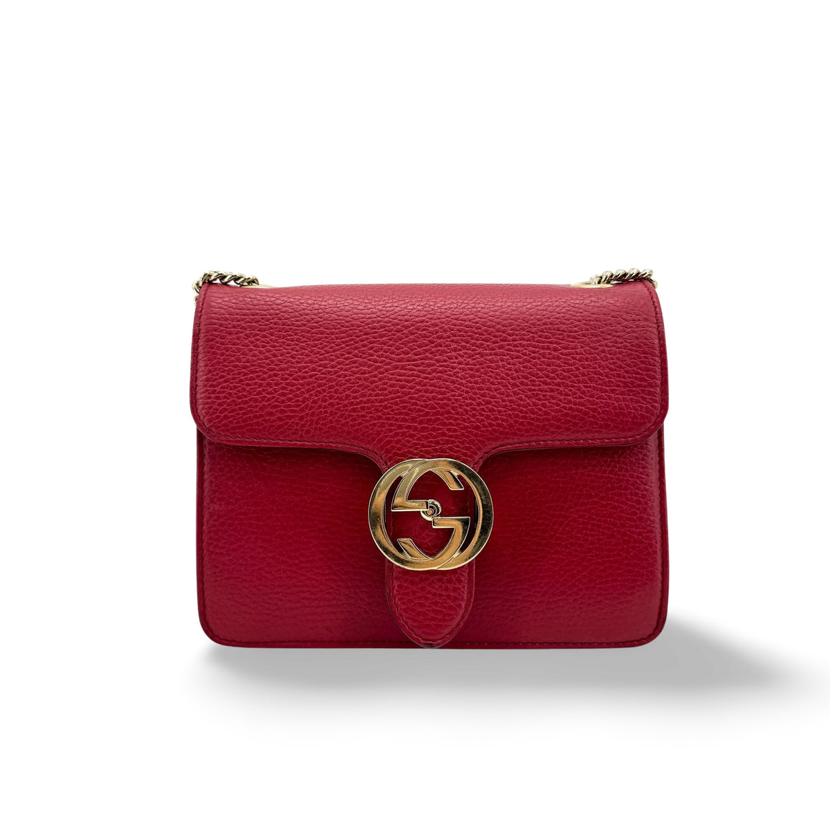 Gucci Interlocking Leather Red Leather Shoulder Bag Bag (Pre-Owned)