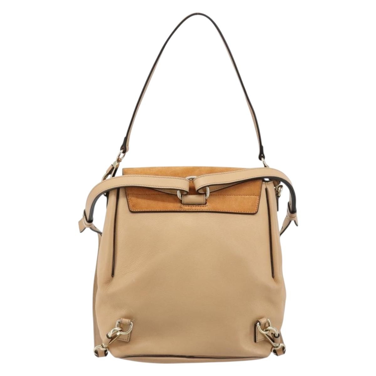 Chloe Faye Suede With Applique Beige Leather Backpack Bag (Pre-Owned)