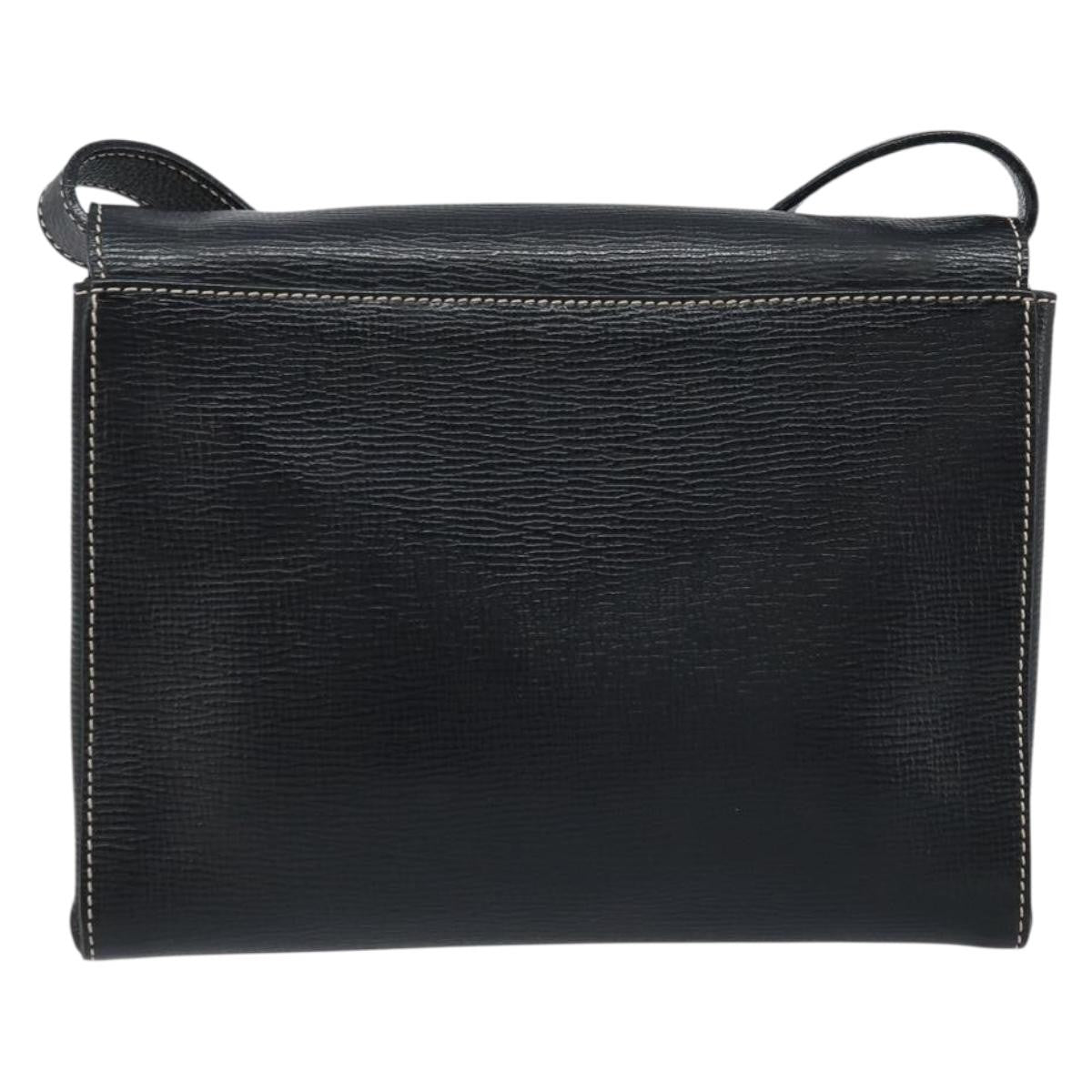 Celine Vintage Circle Logo Leather Black Leather Crossbody Bag Bag (Pre-Owned)