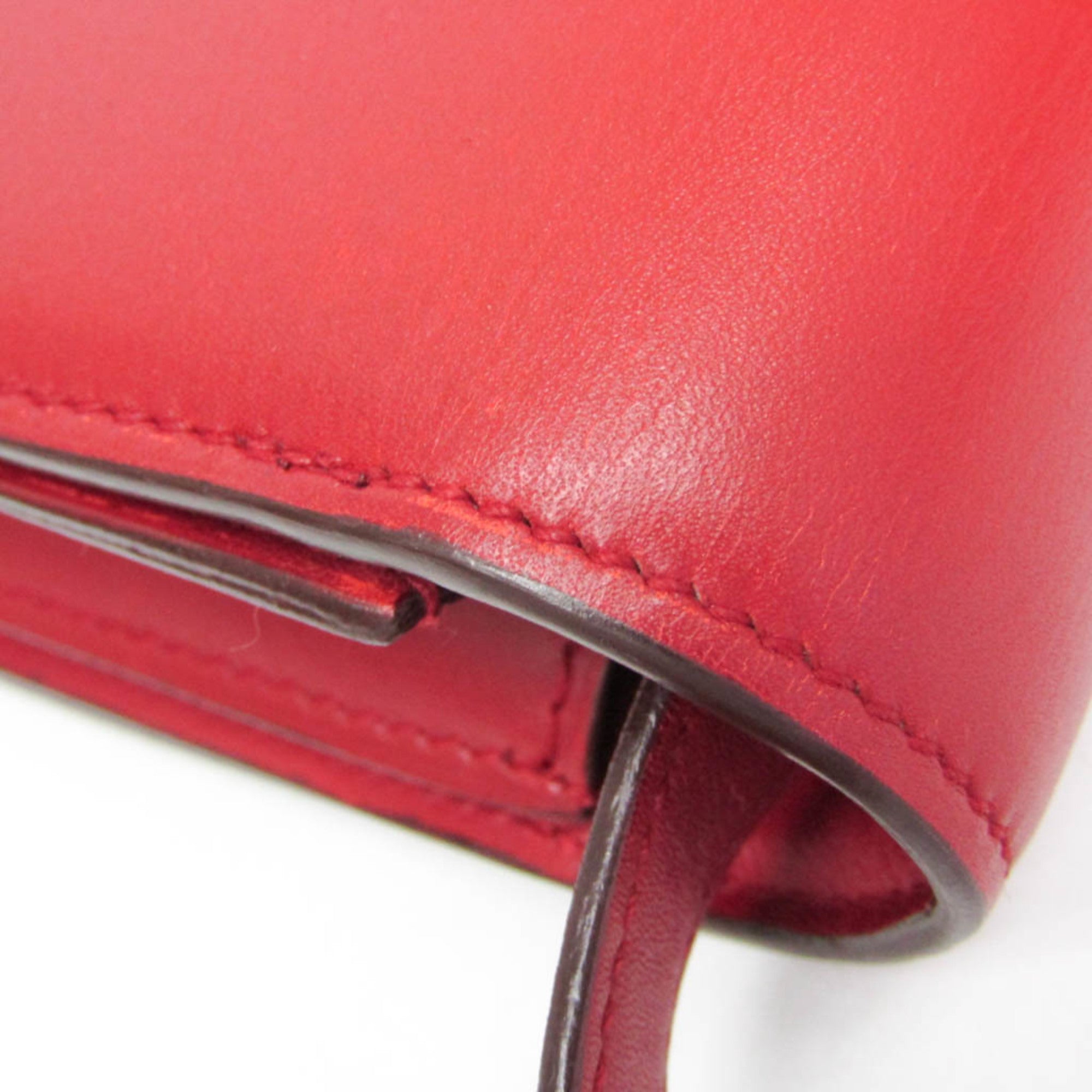 Celine Classic Box Smooth Leather Red Calfskin Handbag (Pre-Owned)
