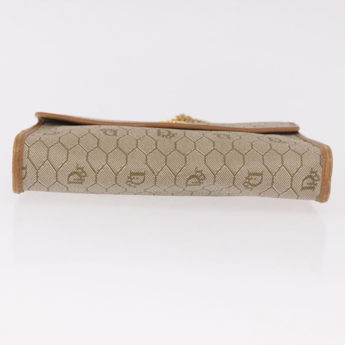 Christian Dior Vintage Honeycomb Chain Canvas Beige Canvas Shoulder Bag Bag (Pre-Owned)